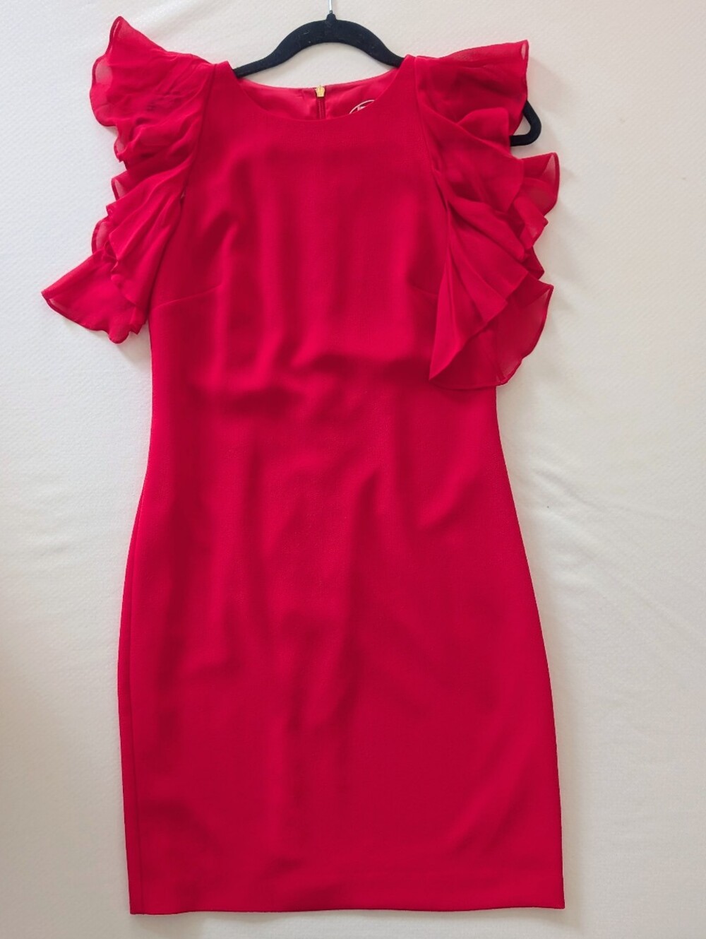 NWT Trina Turk Pink Ruffle Sleeves Amanda Dress Silk Lined Party Cocktail Sz 0